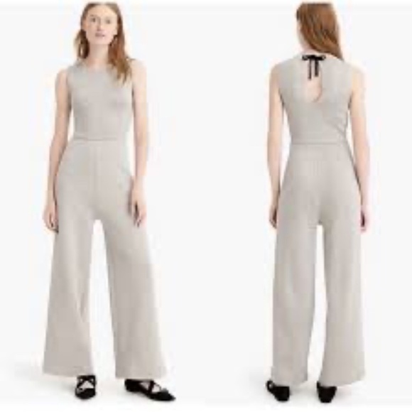 J. Crew Madison Lurex Sweater Metallic Silver Wide Leg Jumpsuit XS - Picture 10 of 11